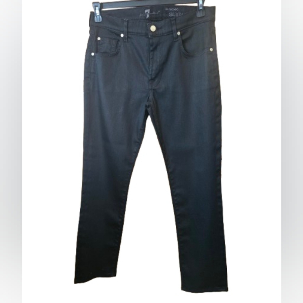 7 For All Mankindβ Women's The Relaxed Skinny Black Denim Jeans - Size 29